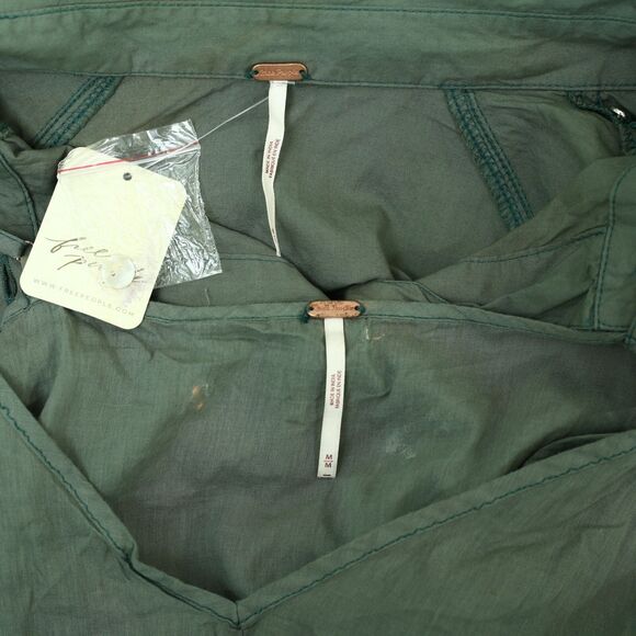 Free People Hannah Poplin Mini Dress Balloon Sleeve Ruffle Buttondown M 280083 - Picture 8 of 9